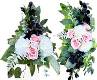 WYJĄTKOWY ZESTAW sztuczne kwiaty Wiązanka + Bukiet Stroik na Pomnik Grób