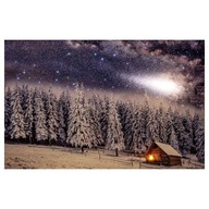 Obraz 42 LED snehová krajina s hviezdnou oblohou plátno 58x38 cm