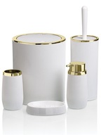 Kúpeľňová zostava WC Stripe 5 prvkov biela okrúhla zlatá povrchová úprava 5v1