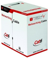 Kabel instalacyjny TechlyPro skrętka Cat6 S/FTP drut, CCA, 305m szary