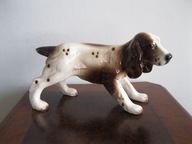 ŚLICZNA DUŻA PORCELANOWA FIGURKA PIES - SPANIEL