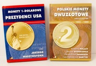 Albumy na monety, 2 złote 1995-1999, 1 dolar Prezydenci USA, zestaw