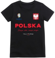 Koszulka dziecięca kibica POLSKA EURO 2024 z Herbem T-shirt dziecięcy