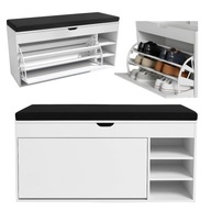 CIPŐSSZEKRÉNY ÜLŐFELÜLETTEL GRADIA MDF 100X34X50CM FEHÉR KIHÚZHATÓ POLCOK