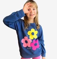 Bluza Dziecięca Dziewczęca dresowa bawełniana 152 kwiatki Granatowa Endo