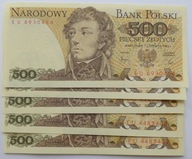 Banknoty 500 zł 1982 seria EU 6930464+4 stan 1.