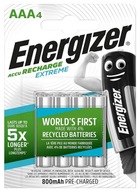 4x AKUMULATORKI BATERIE DO ŁADOWANIA ENERGIZER EXTREME AAA R03 800mAh