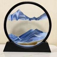 Sklenený rámik s 3D pohyblivým pieskom, modrý