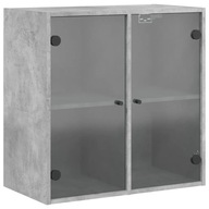 vidaXL Závesná skrinka, sklenené dvere, sivá betónová, 68x37x68,5 cm