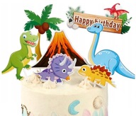 Topper urodzinowy DINOZAURY Happy BIRTHDAY pikery 1-99 dekoracja na tort