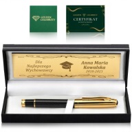 ELEGÁNS TÖLTŐTOLL FEKETE + KARBON + 24K ARANY TANÚSÍTVÁNY / GRAVÍROZÁS
