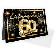 Zaproszenia na 60 Urodziny Złote Balony / Koperta WB_46