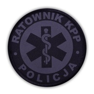 Emblemat CZARNY odblaskowy RATOWNIK KPP POLICJA na rzepie 8,5 cm