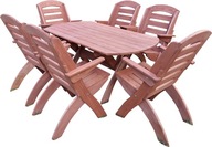 Stół i krzesła 6szt ogrodowe drewniane zestaw