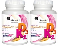 Aliness Vitamín K2 MK7 a D3 2000 2x60kaps. Kosti Zdravé svaly Cirkulácia