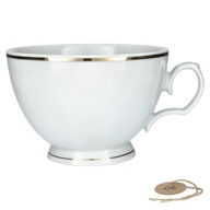 Filiżanka do kawy herbaty PORCELANOWA elegancka ze złotym paskiem 350 ml