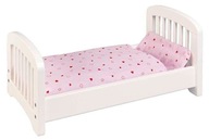 Drewniane łóżko dla lalki Białe szczebelki Goki 3+