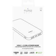 Power bank dla smartfonów i tabletów PURO 10000 mAh 2xUSB-A 1xUSB-C Biały