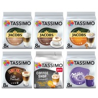 Kapsułki Tassimo Jacobs kawy mleczne, Latte, Cappucino, 5+1 GRATIS!