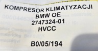 kompresor klimatizaci BMW OE 2747324-01