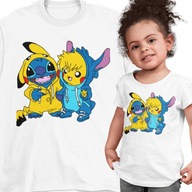 T-SHIRT KOSZULKA DZIECIĘCA BIAŁA POKEMON PIKACHU LILO I STITCH 128 134