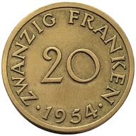 88681. Francja, Protektorat Saary - 20 franków - 1954r.