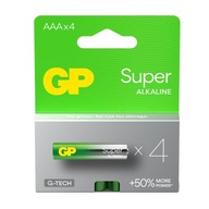 MOCNE, wydajne baterie alkaliczne GP Super Alkaline G-TECH AAA LR03 - 4 szt