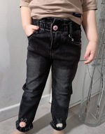 Spodnie jeansy z ozdobnymi nogawkami puszek 80/86