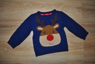 MOTHERCARE świąteczny sweterek RENIFEREK 98-104