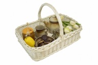 Fonott dekoráció Fonott tálca Marite fehér - elegáns fonott tálca