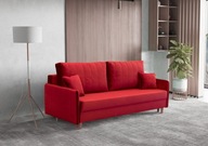 Sofa do salonu czerwona rozkładana z funkcją spania nowoczesna 215x90 cm