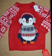 171^ Świąteczny sweter Pingwinek 6/9msc_74cm nowy