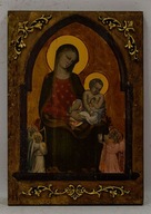 Ikona Matka Boska z Dzieciątkiem na starej desce 40x28cm