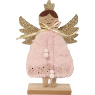 Anjel drevený s kožušinkou Veľkosť: 18cm ozdoba