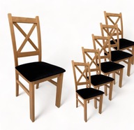 6x Čalúnená stolička Krížik Dub Craft + čierna