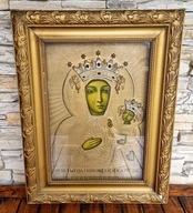 Obraz stary rama ikona Matka Boska Częstochowska Maryja Dzieciątko Jezus