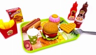 Zabawkowe Jedzenie Fast Food Hamburger Hot Dog Frytki Taca Gofr