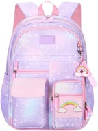 Szkolny plecak dla dziewcząt, lekki, różowy ombre