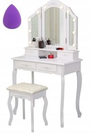 Toaletka kosmetyczna do makijażu LED z lustrem szuflady taboret TL14 GRATIS