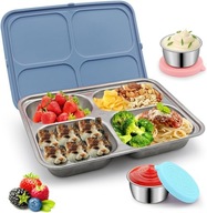 Lunchbox Pojemnik na Żywność Pudełko Śniadaniówka 4 przegródki niebieski