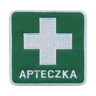 Nášivka LEKÁRNIČKA - biely kríž, zelené pozadie HAFT