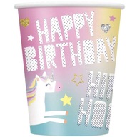 KUBECZKI papierowe JEDNOROŻEC unicorn HAPPY BIRTHDAY urodziny 266ml x8