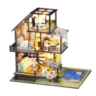 Miniatúrny domček pre bábiky, drevený model Inštrukcie PL