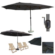 Podwójny parasol ogrodowy owalny Oval UV antracyt 460x270cm XXL