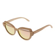 Damskie ręcznie robione bambusowe okulary przeciwsłoneczne UV 400 z polaryzacją Drewniane okulary + pudełko w kolorze różowym