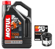 Olej MOTUL 7100 10W40 4L. + Filtr KN-204-1, Yamaha MT-07, 14-23r.