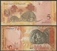 Banknot Wenezuela 5 Bolivares 2011 UNC