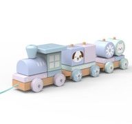 Klocki drewniane pociąg zwierzątka Pastel dla dzieci dziecka zabawka