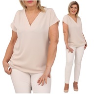 POLSKA Gładka modna bluzka plus size PREMIUM