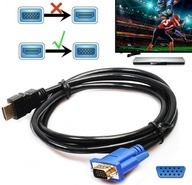 ADAPTER KABEL PRZEWÓD HDMI-VGA D-SUB PRZEJŚCIÓWKA 15 PIN MONITOR FULL HD 4K